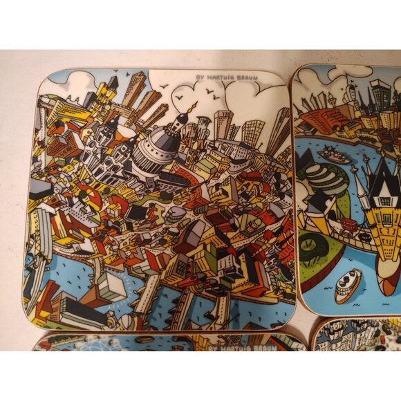 6 Hartwig Braun Cork Backed Coasters, Paris Grane Roue Millinuem Dome Big Ben - Picture 7 of 9